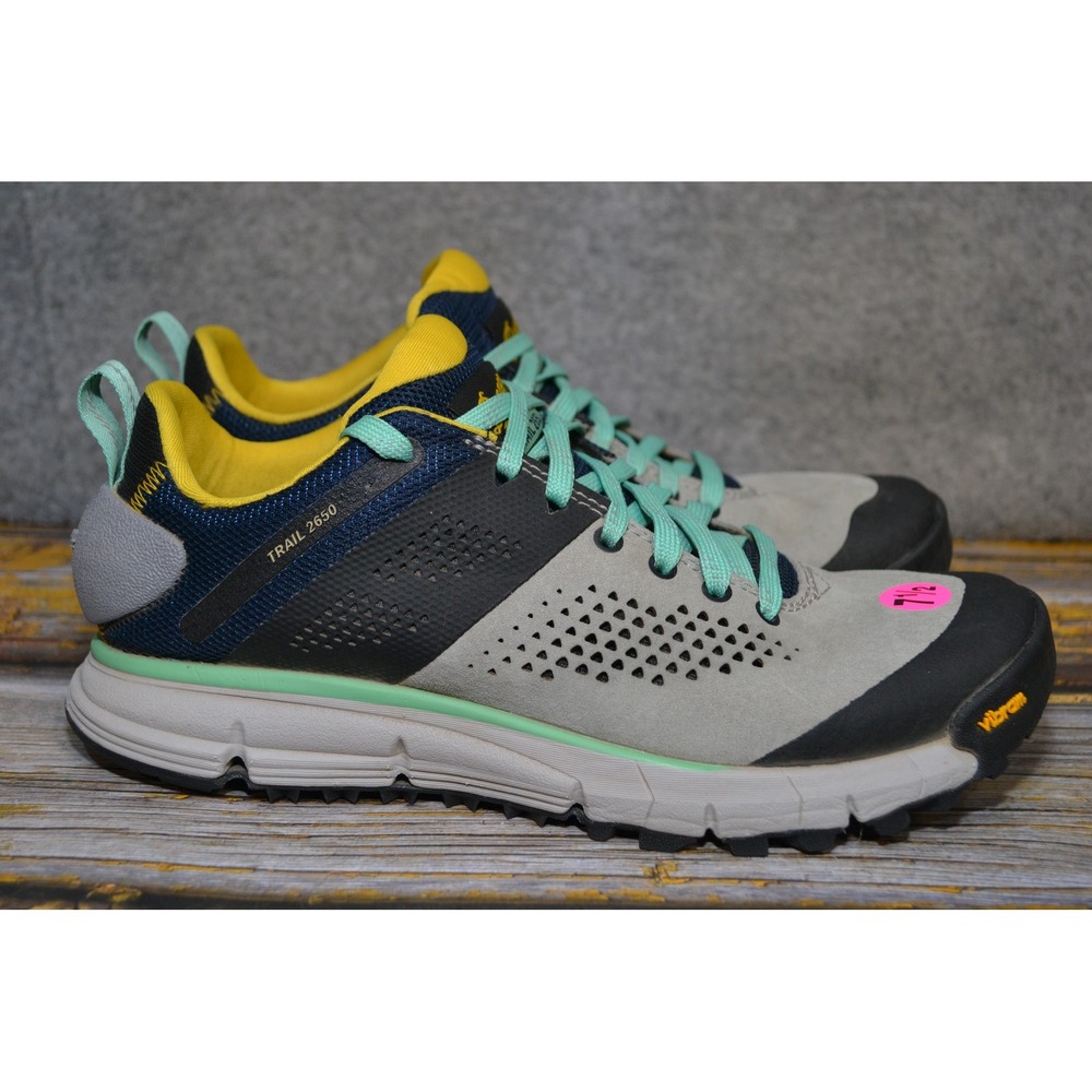Danner Trail 2650 Shoes Womens 8 Gray Blue Yellow Trail Hiking Vibram Sneakers